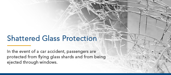In the event of a car accident, passengers are protected from flying glass shards and from being ejected through windows.